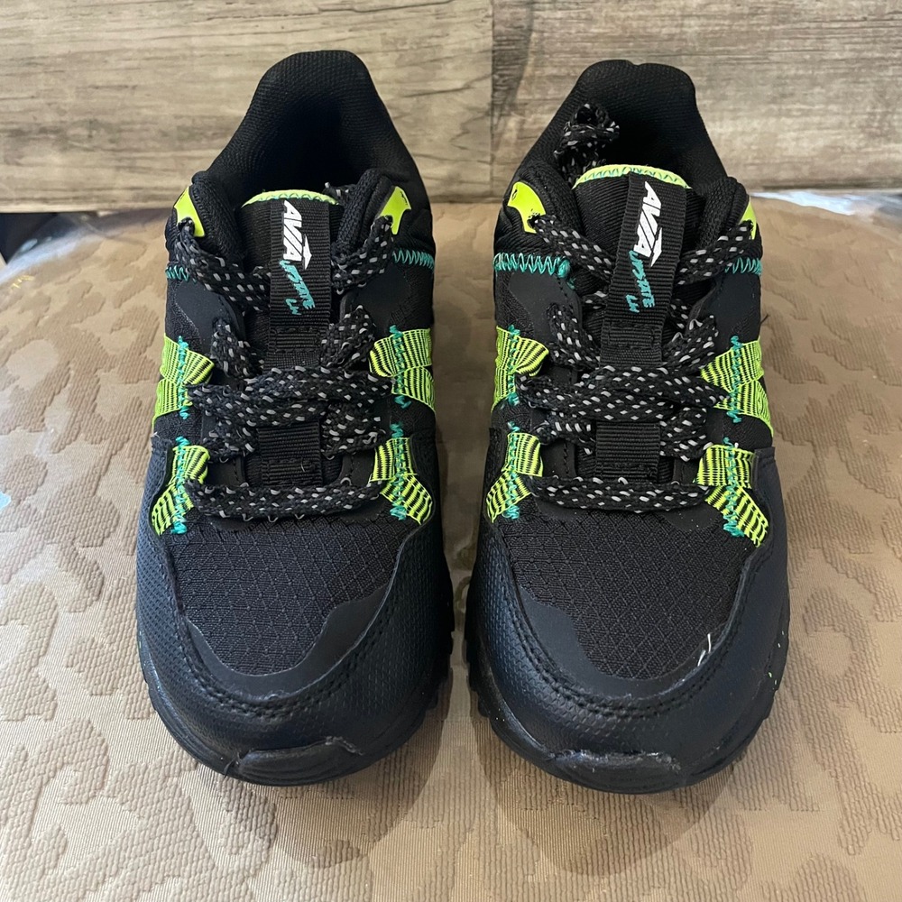 Avia Upstate Low Boys Trail Sneakers Black Neon Green AA50140BB Size 12